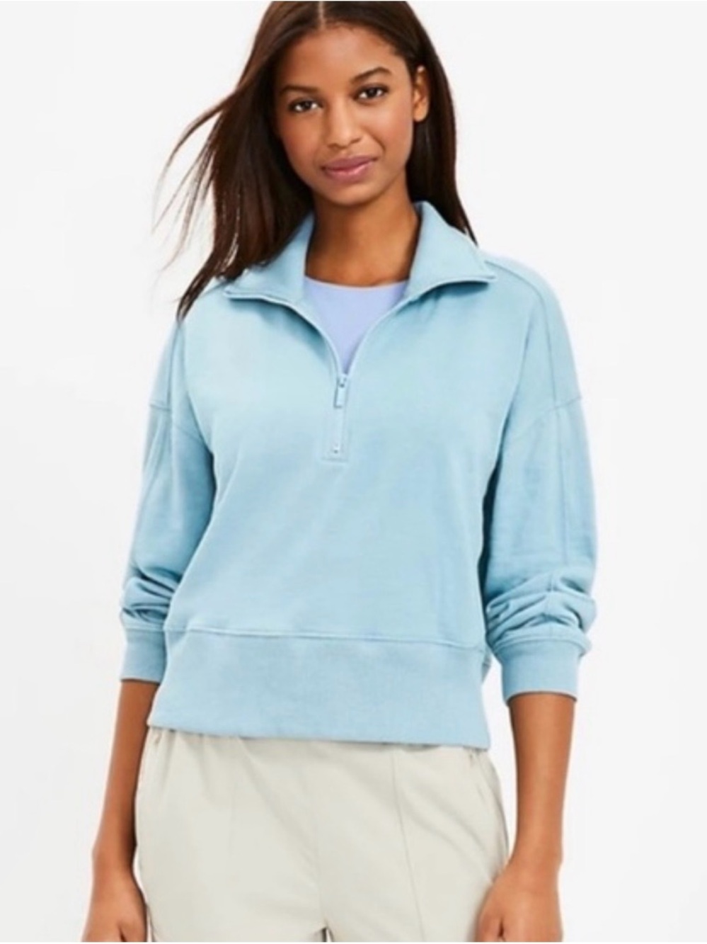 Lou & Grey Light Blue Half-Zip Pullover Size M